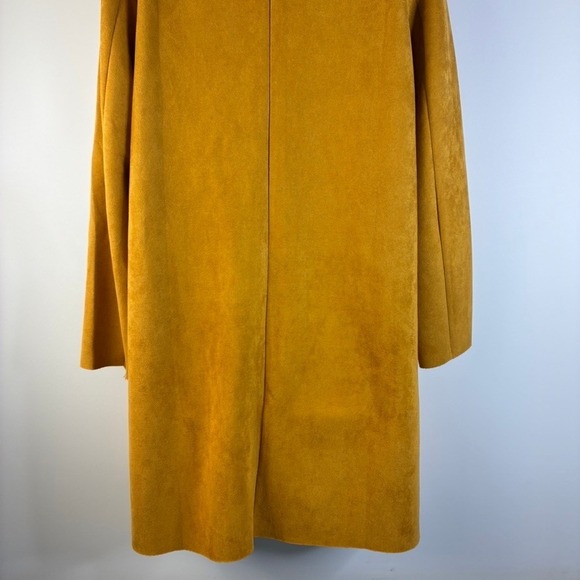 THML Anthropologie Womens Med Mustard Yellow Faux Suede Duster Coat Open Front - Picture 12 of 16